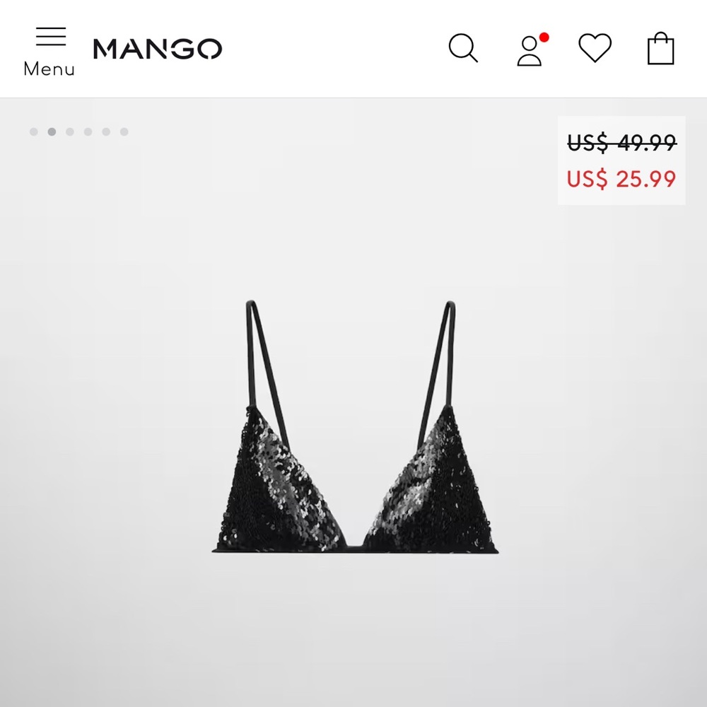 Mango glitter bralette new